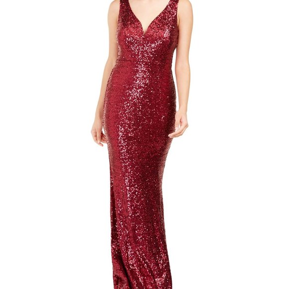 NEW Crystal Doll Juniors' Solid Sequin Gown - Picture 1 of 2